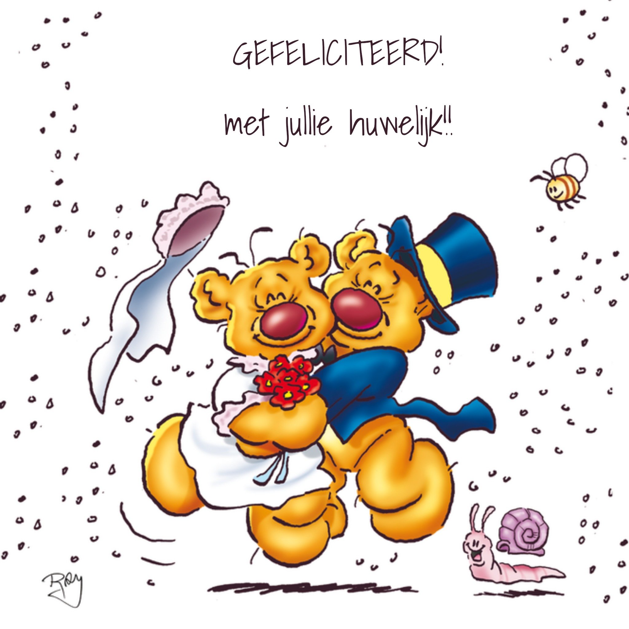 Doodles Huwelijkskaart Gefeliciteerd Vierkant