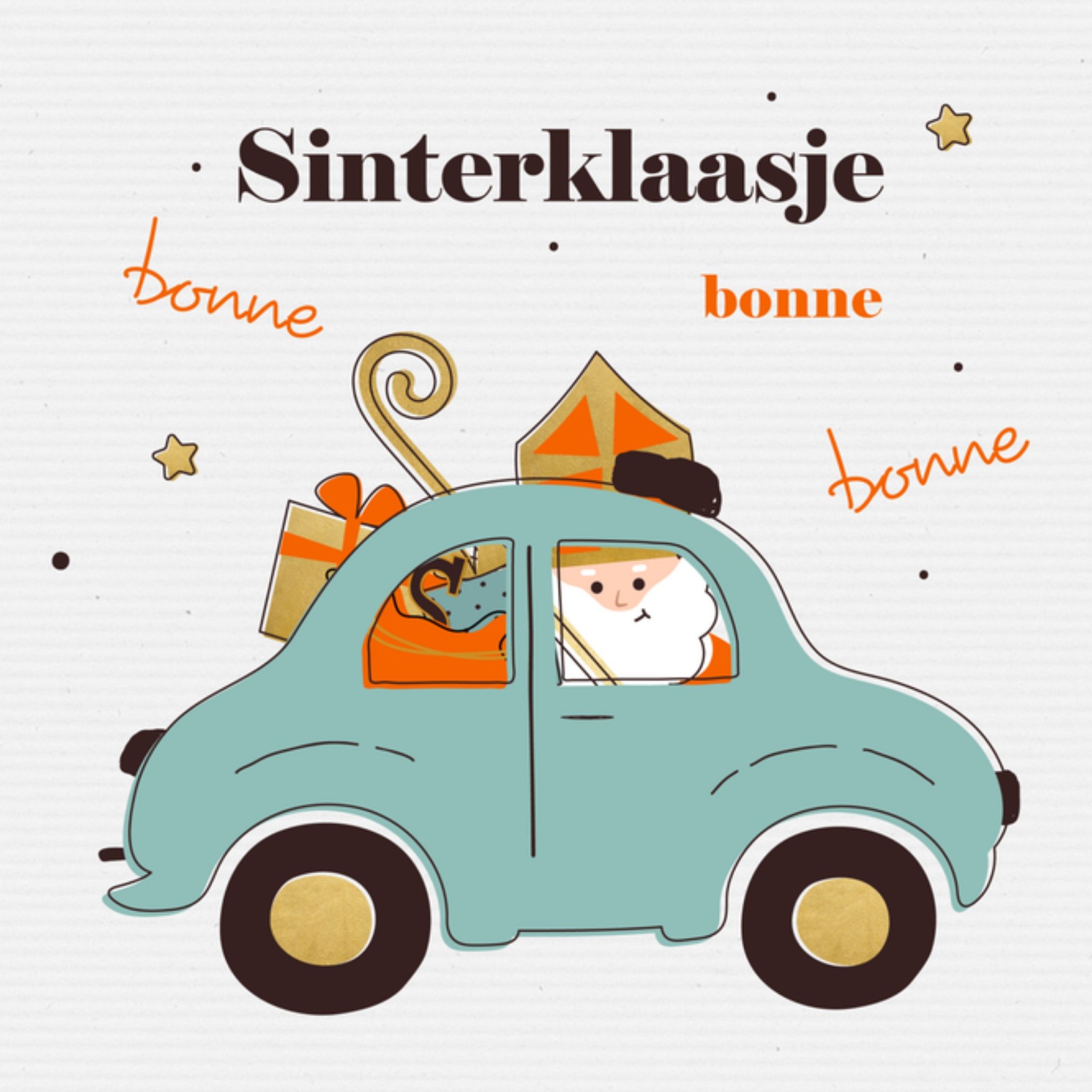 Greetz Sinterklaaskaart auto illustratie Vierkant