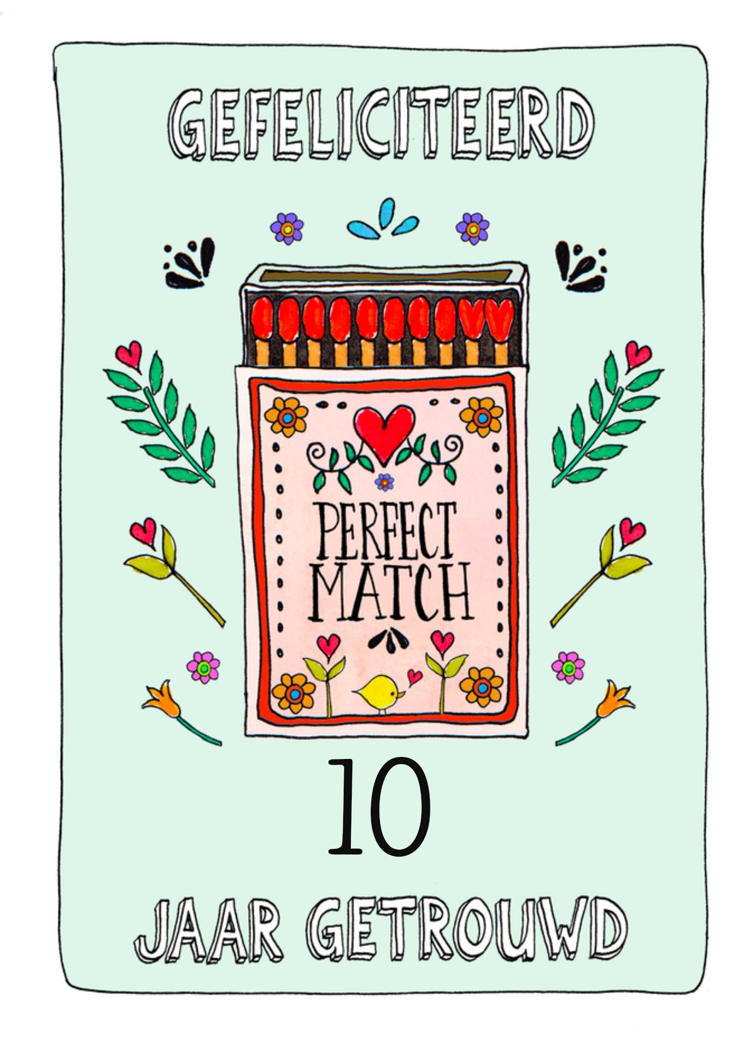 Jubileum kaart 10 jaar getrouwd Kaart Sandysign