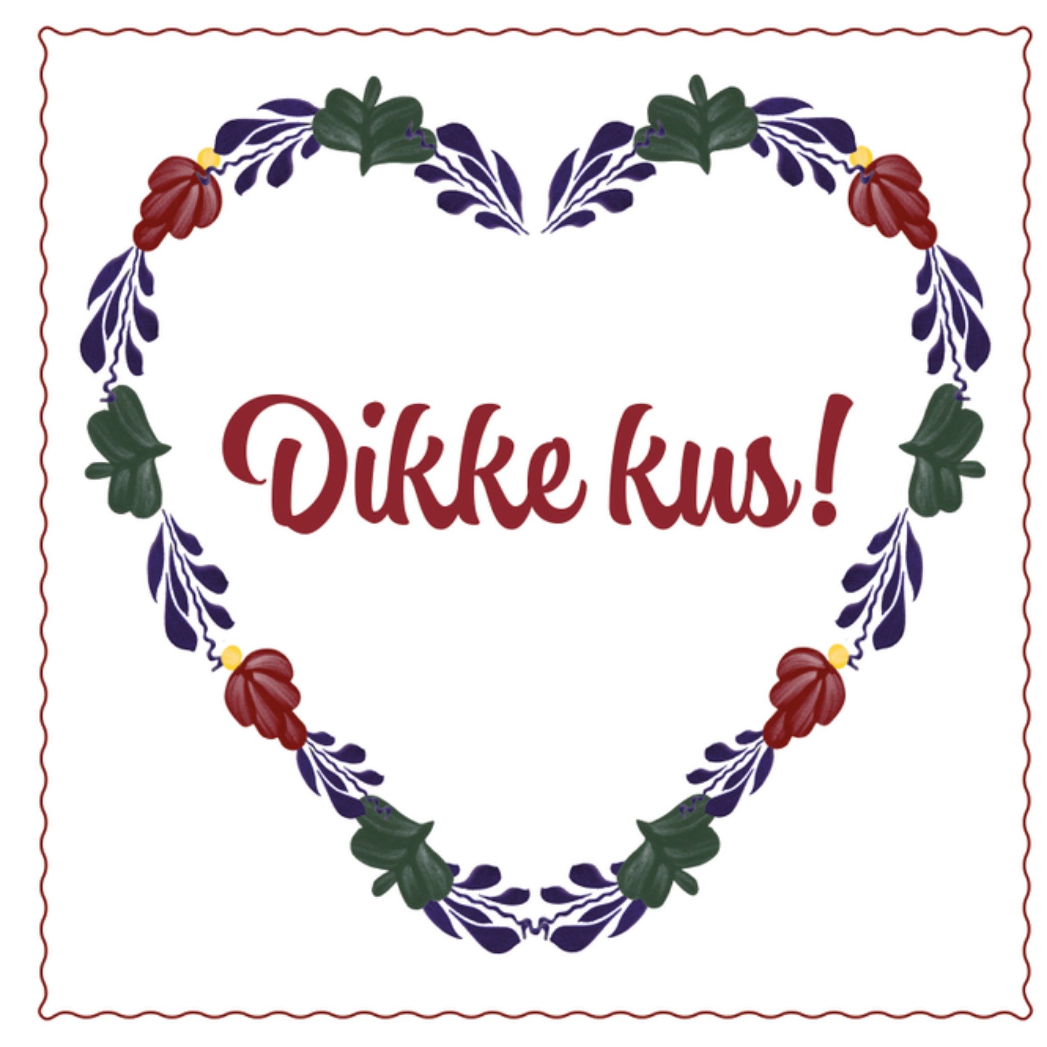 Valentijnskaart Dikke kus! Vierkante Kaart Boerenbont