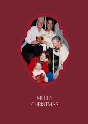 Merry Christmas Sierlijk Kader Met Strik Fotokaart