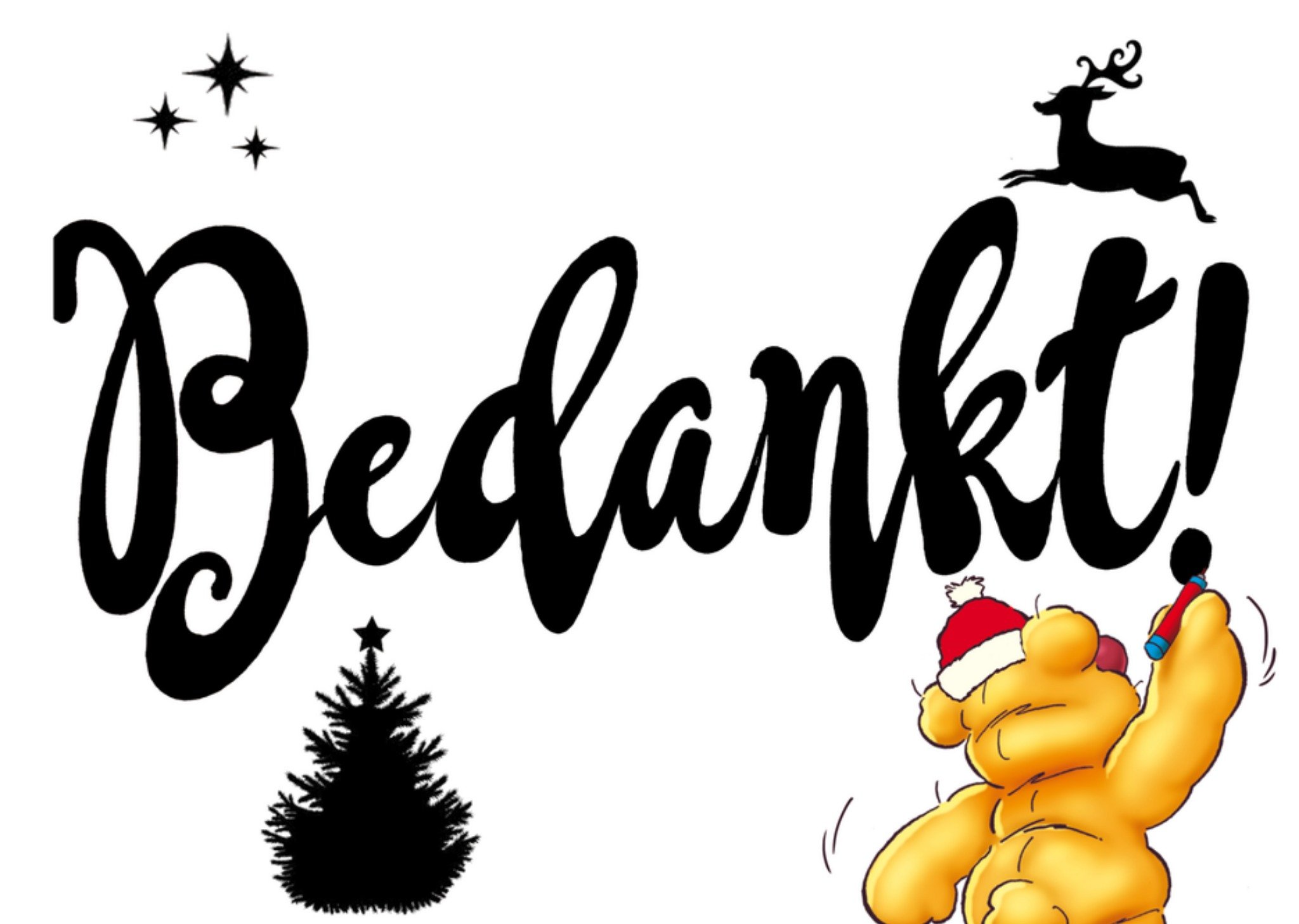 Kerstkaart bedankt beer Doodles