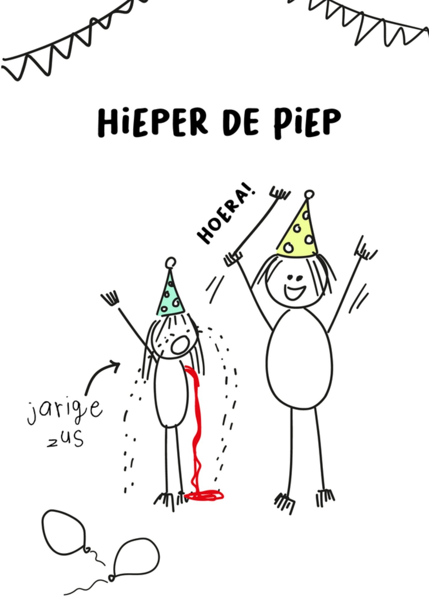 Verjaardagskaart Kindertekening Zus Kaart Liefs Jansje