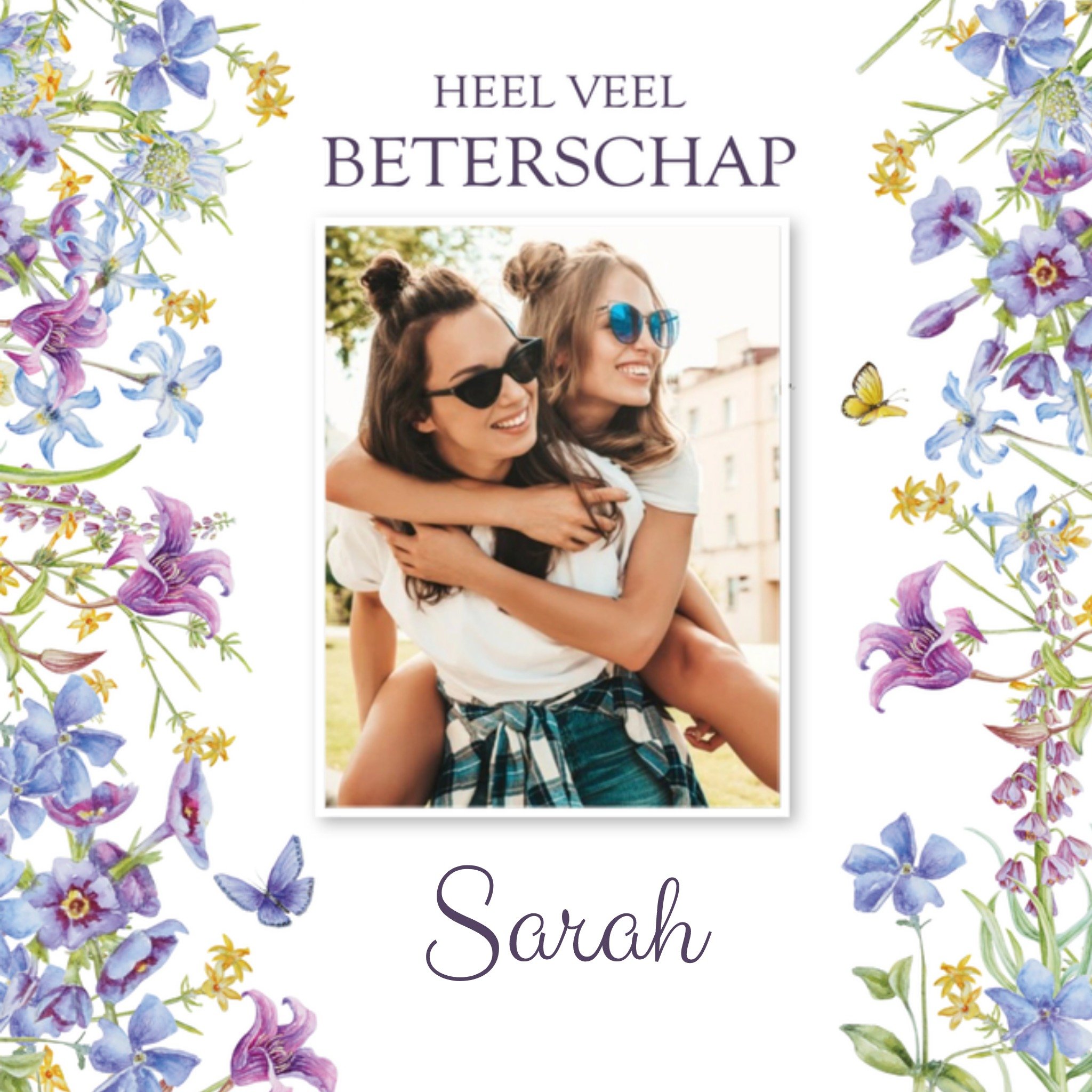 Beterschapskaart Heel veel beterschap + foto Vierkante Kaart Janneke Brinkman