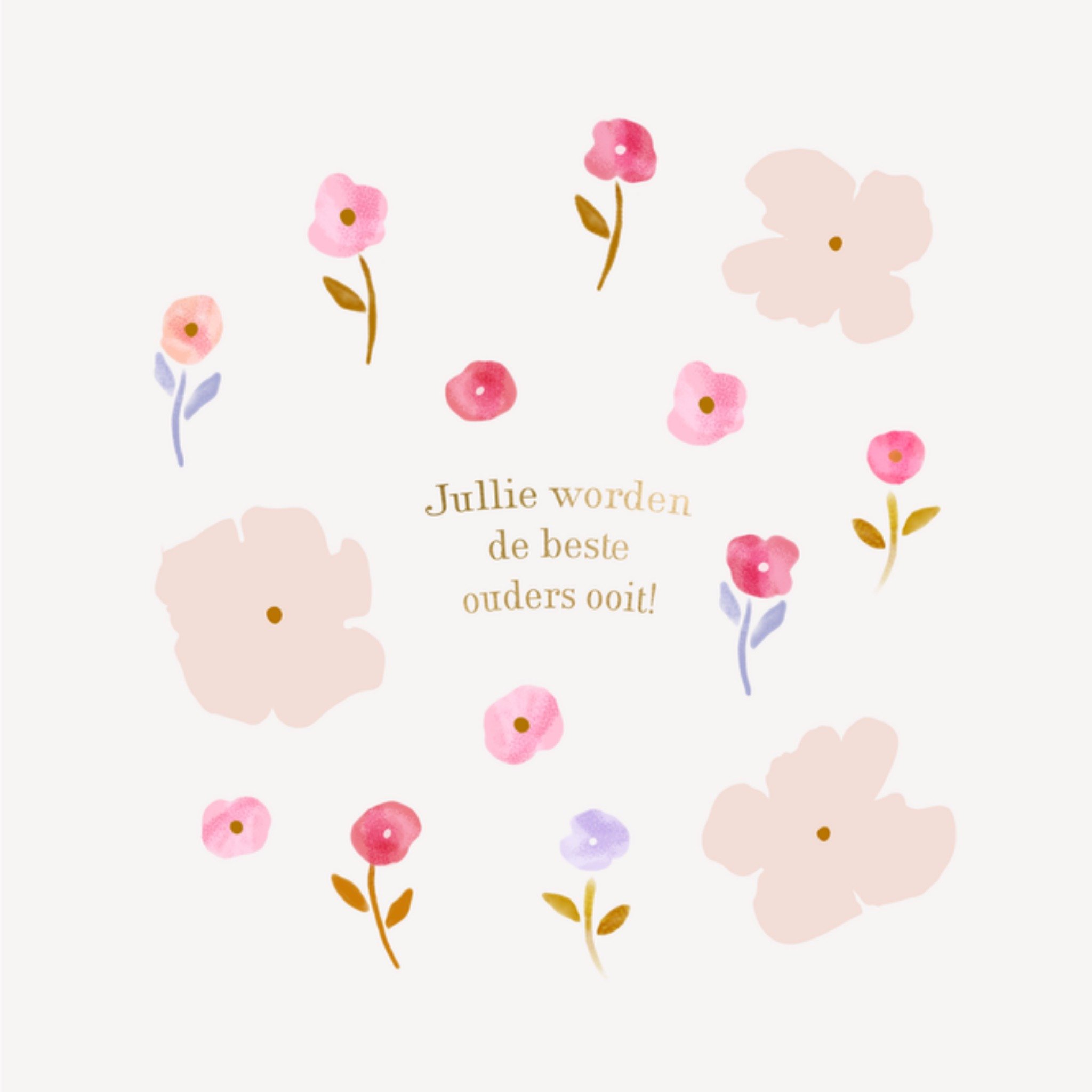 Greetz Geboortekaart Ouders Bloemen Vierkant