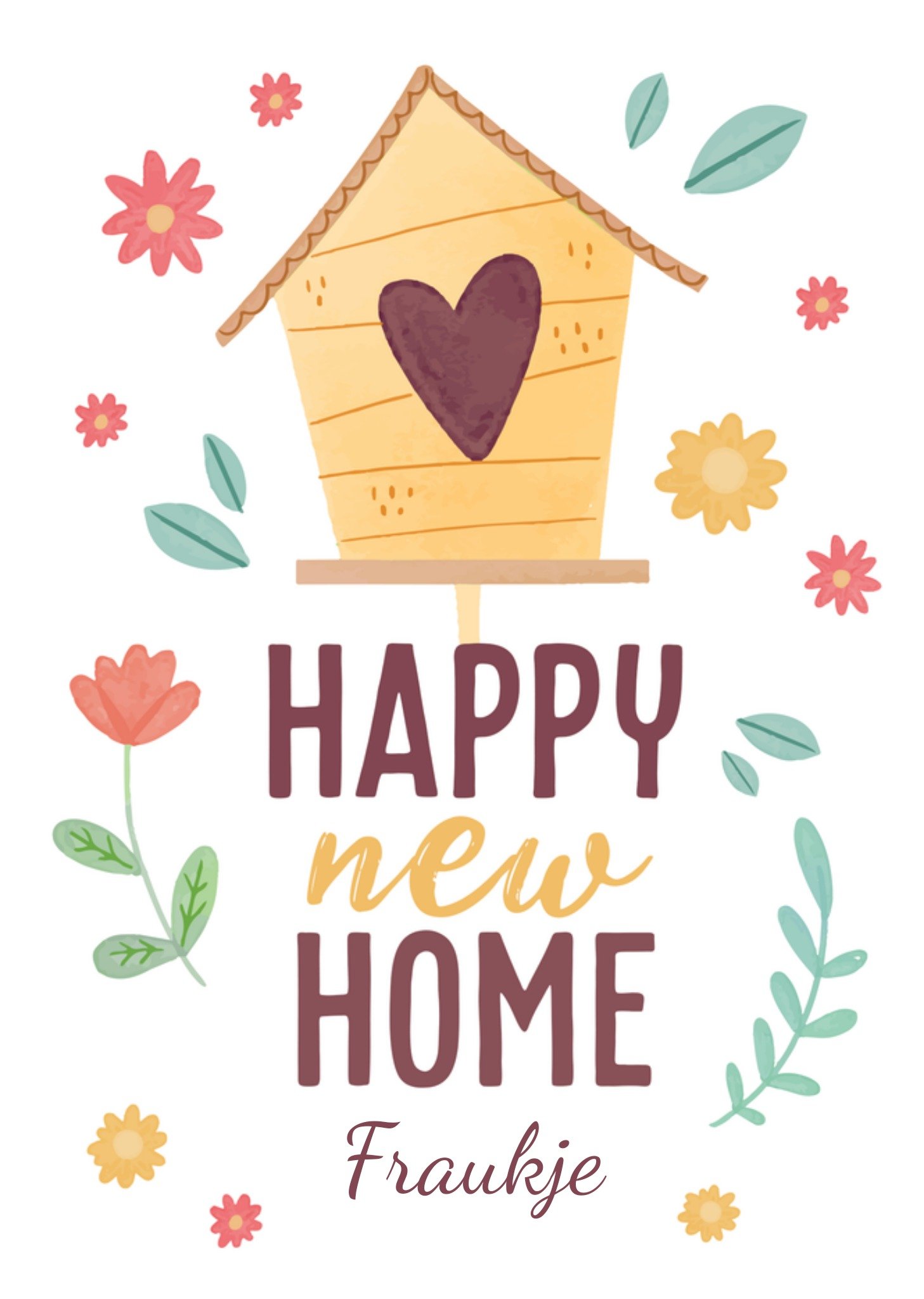 Nieuwe woning kaart Happy New Home Aanpasbare tekst Kaart Papercute