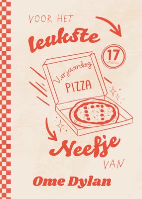 Voor Het Leukste Neefje Geïllustreerde Pizza 17e Verjaardag Kaart