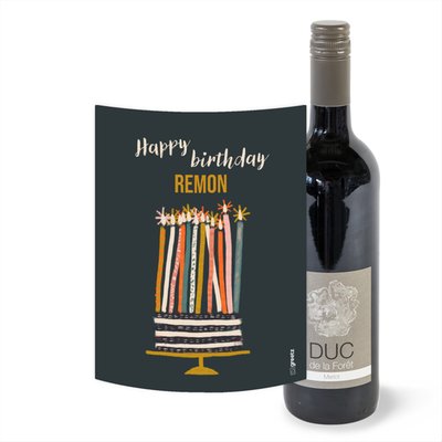 Duc de la Foret | Merlot | Happy Birthday met eigen naam | 750 ml