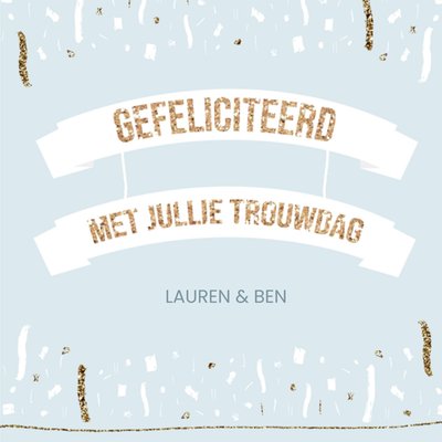 Glitter Typografisch Trouwdag Kaart
