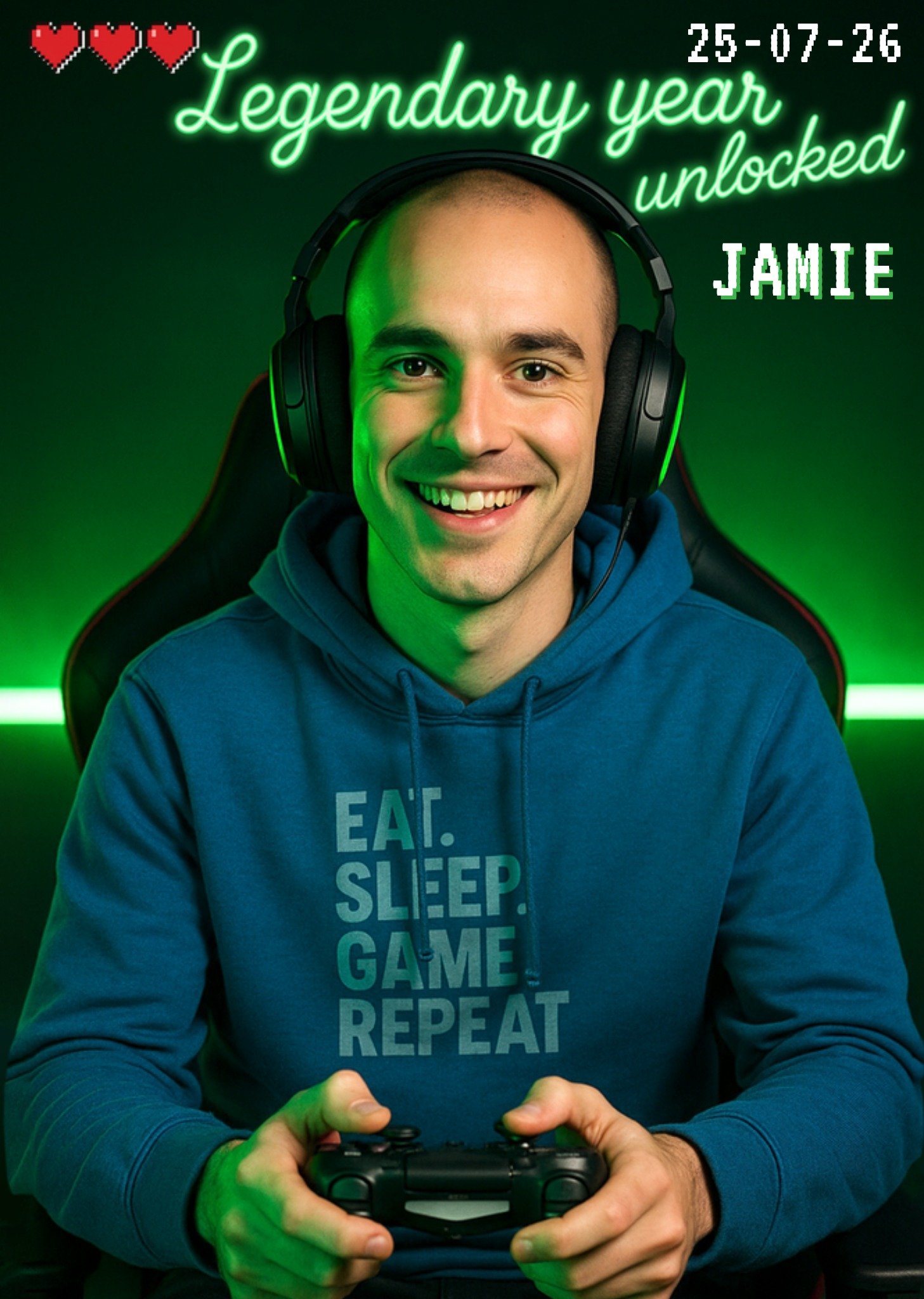 Verjaardagskaart Face Swap Legendary year unlocked Greetz