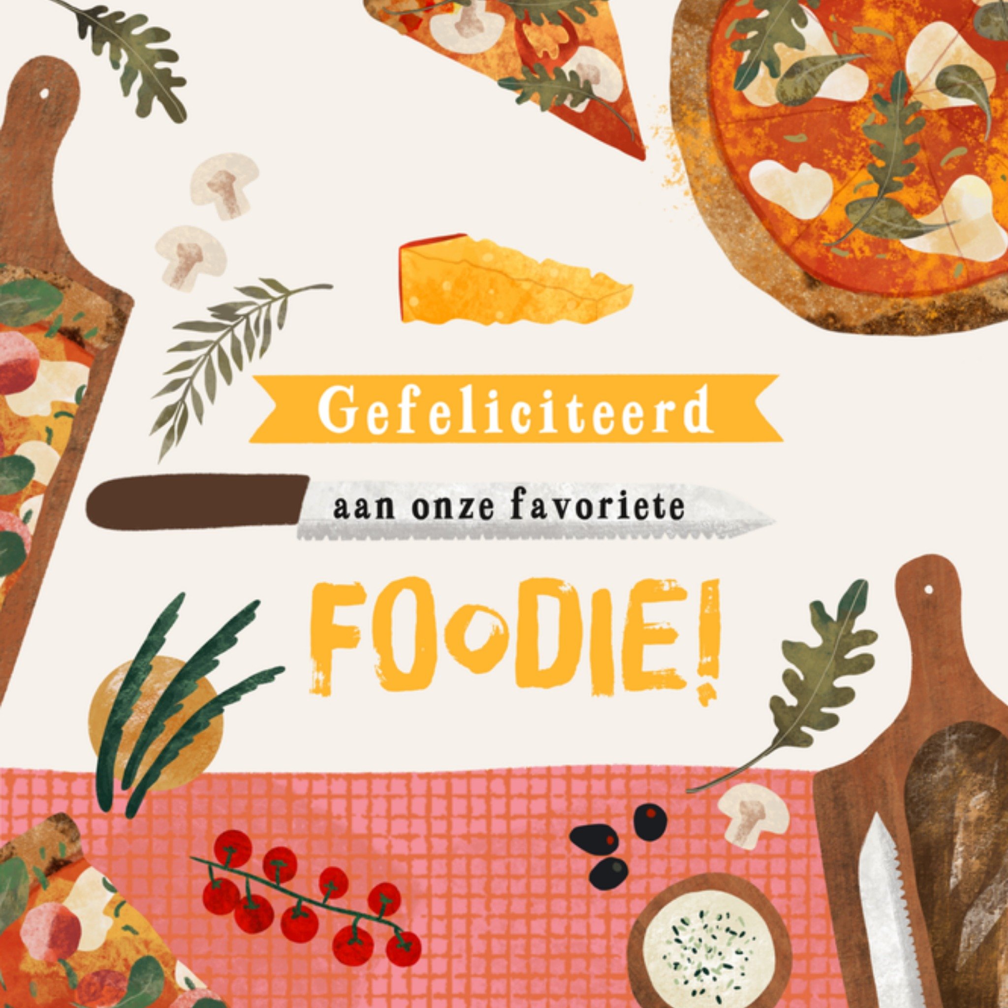 Greetz Verjaardagskaart foodie pizza Vierkant