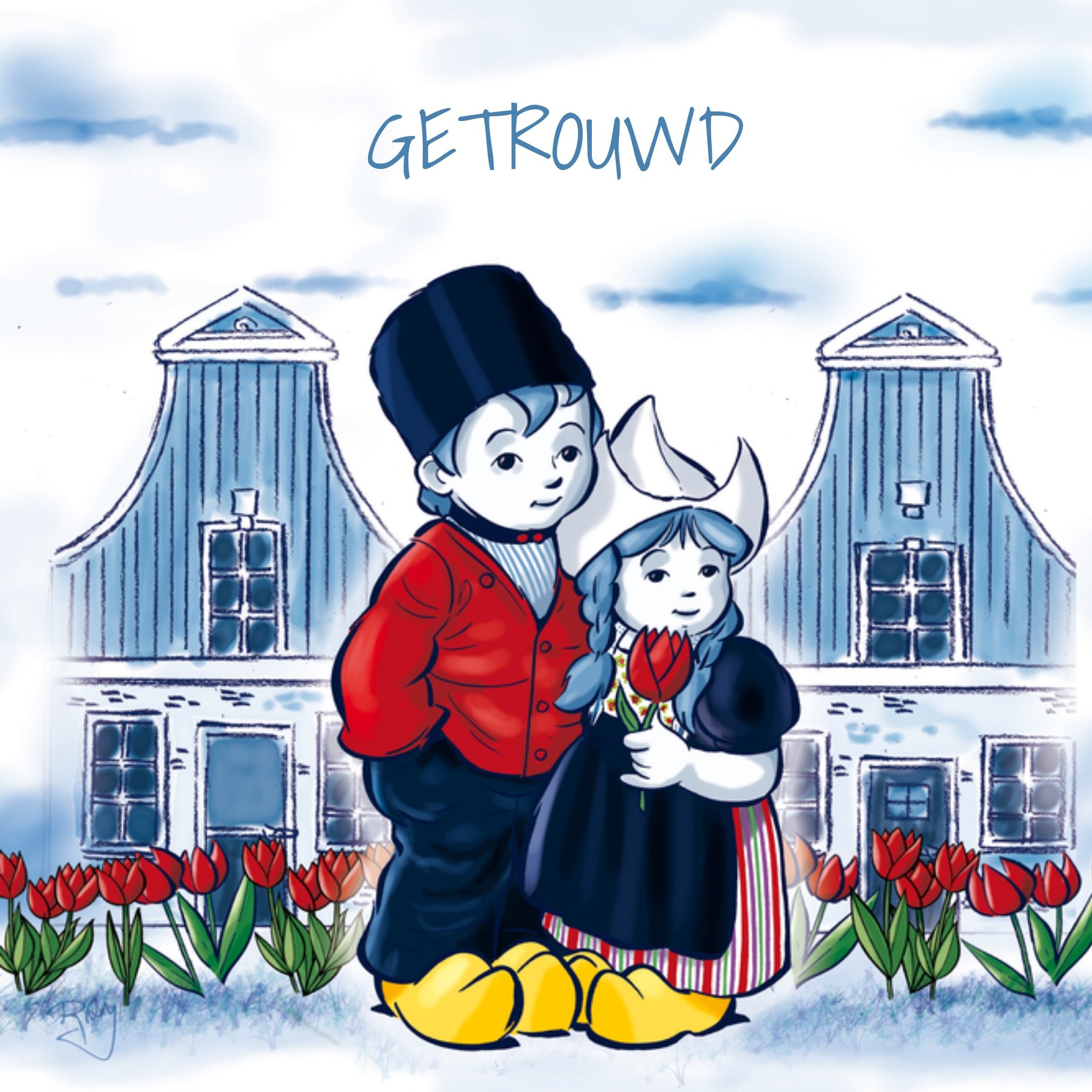 Huwelijkskaart Getrouwd Vierkante Kaart Old Dutch