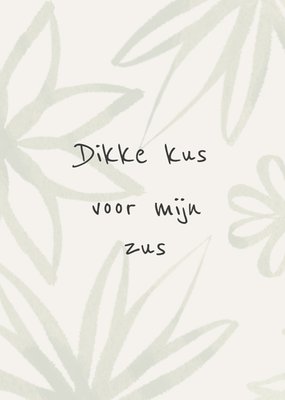 Dikke Kus Voor Mijn Zus Geïllustreerde Bladeren Kaart