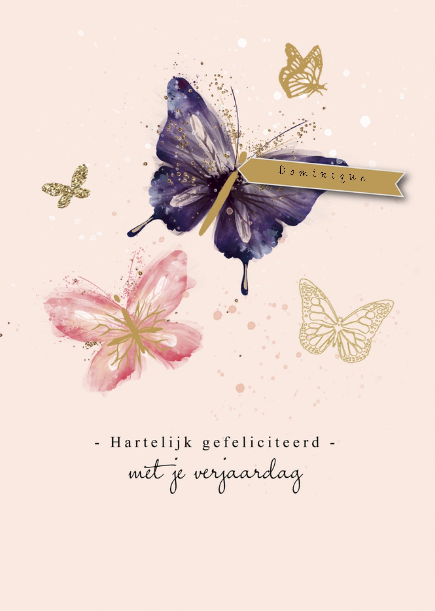 Verjaardag Vlinders eigen naam Kaart UK Greetings