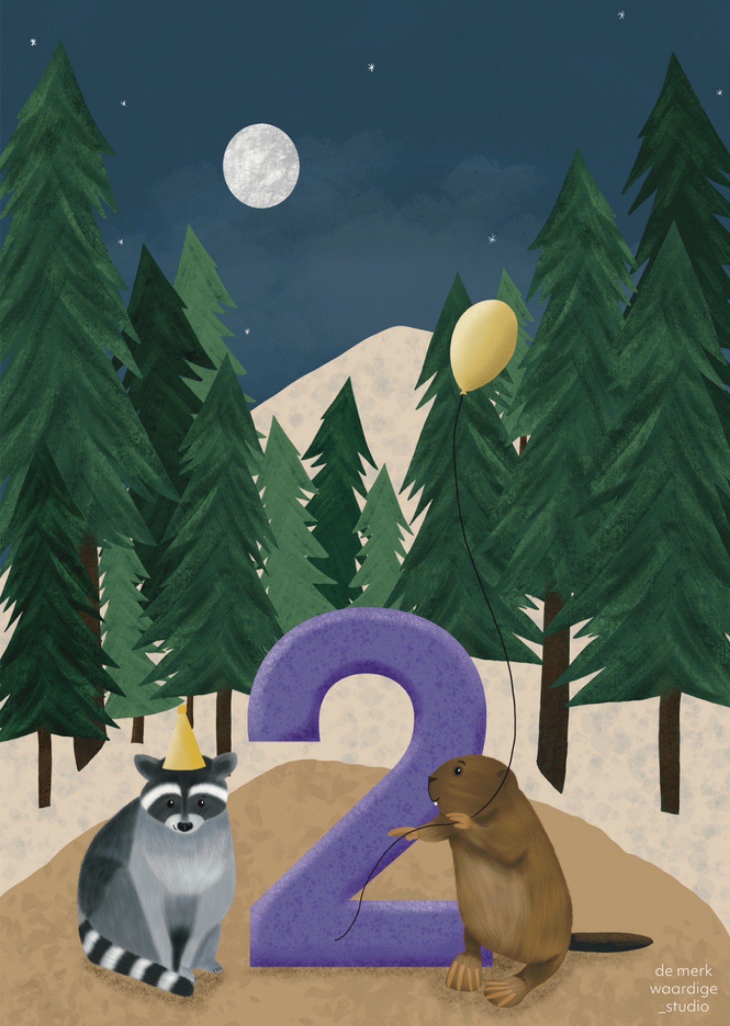 De Merkwaardige Studio Verjaardagskaart Feestje Dieren 2 Kaart De merkwaardige studio