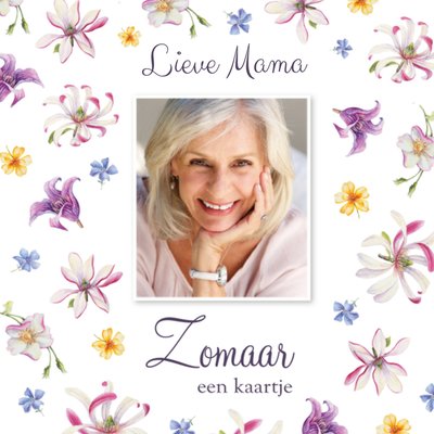 Lieve Mama Aquarel Bloemen Foto Upload Zomaar Kaart