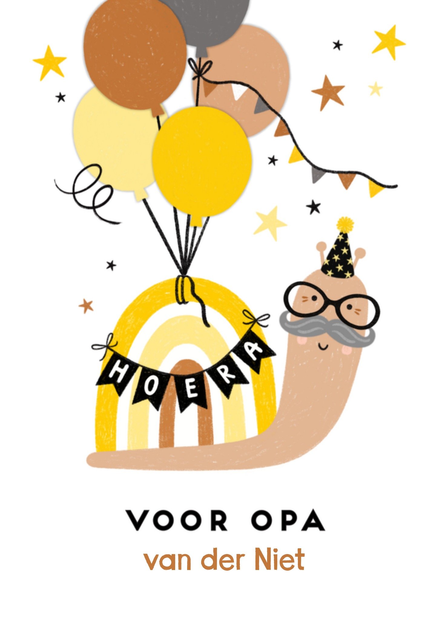 Verjaardagskaart Feestje Slak Aanpasbare tekst Kaart Marieke Witke