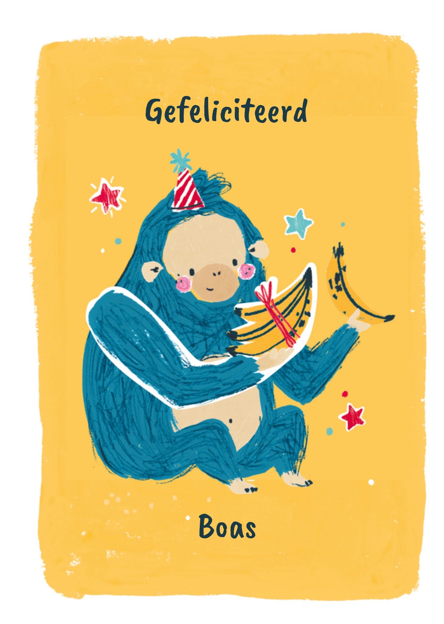 HotchPotch Verjaardagskaart met naam aap Kaart Hotchpotch