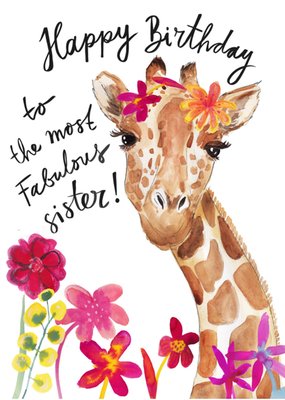 Maartje Bodt Most Fabulous Sister Aquarel Giraffe Verjaardagkaart