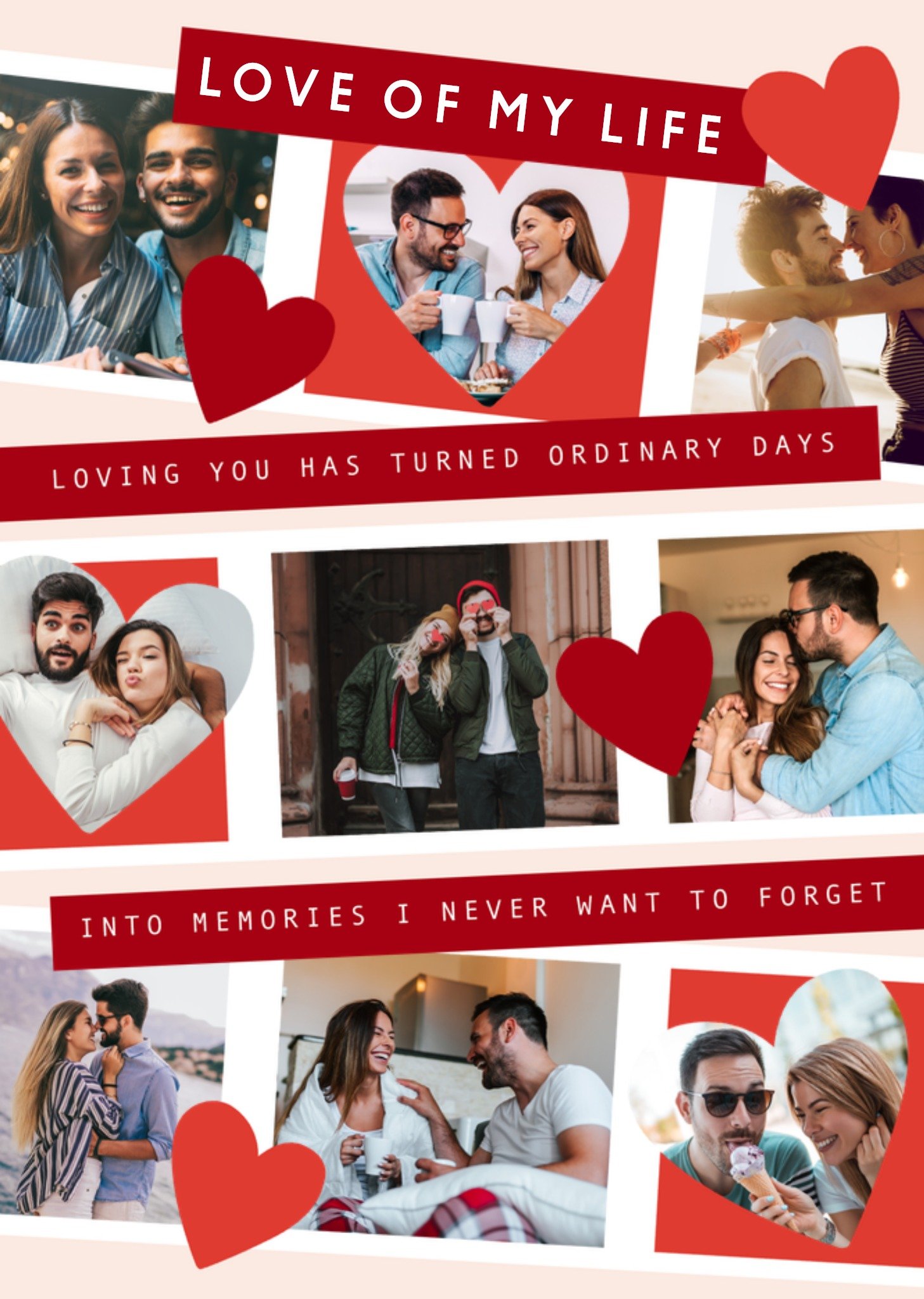 Valentijnskaart Love of my Life Foto collage Kaart Greetz