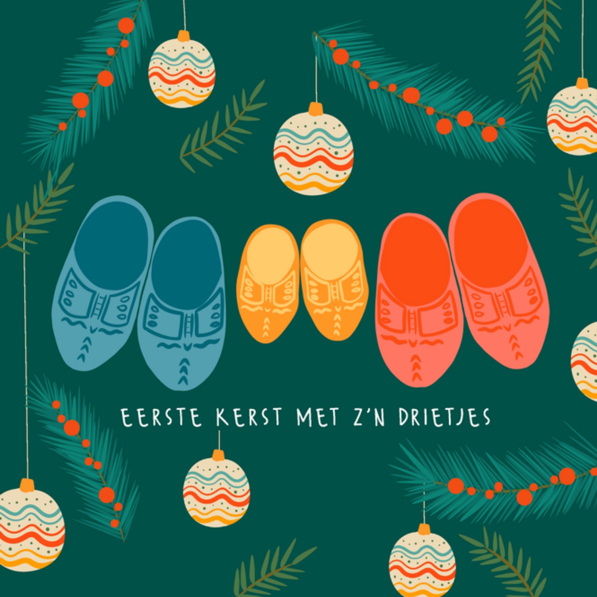 Greetz Kerstkaart Schoenen Eerste kerst Vierkant