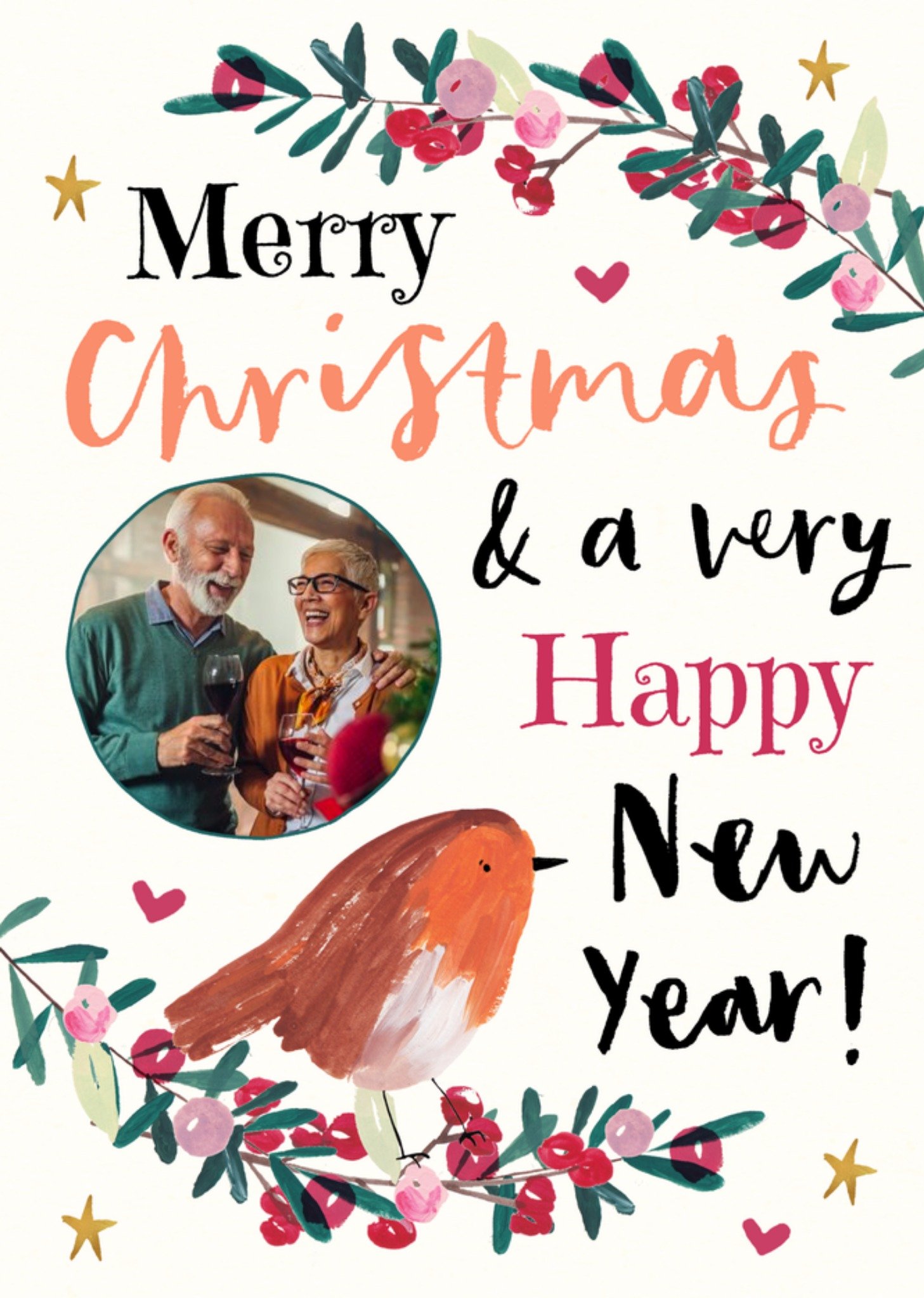 Kerstkaart Roodborstje Met foto Greetz