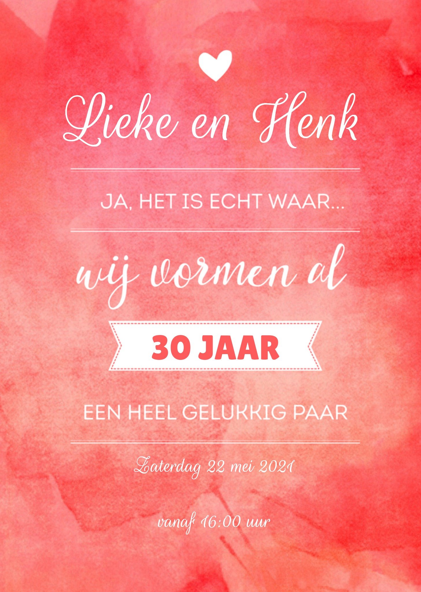 Huwelijks jubileum uitnodiging Roze Kaart Greetz