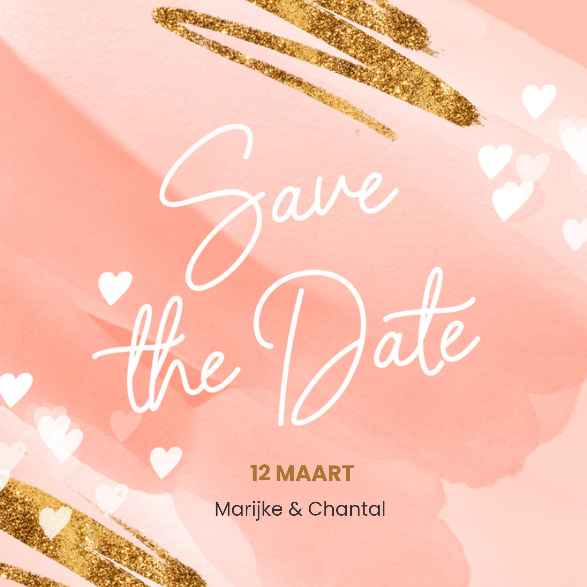 Save the date met namen en datum Vierkante Kaart Luckz