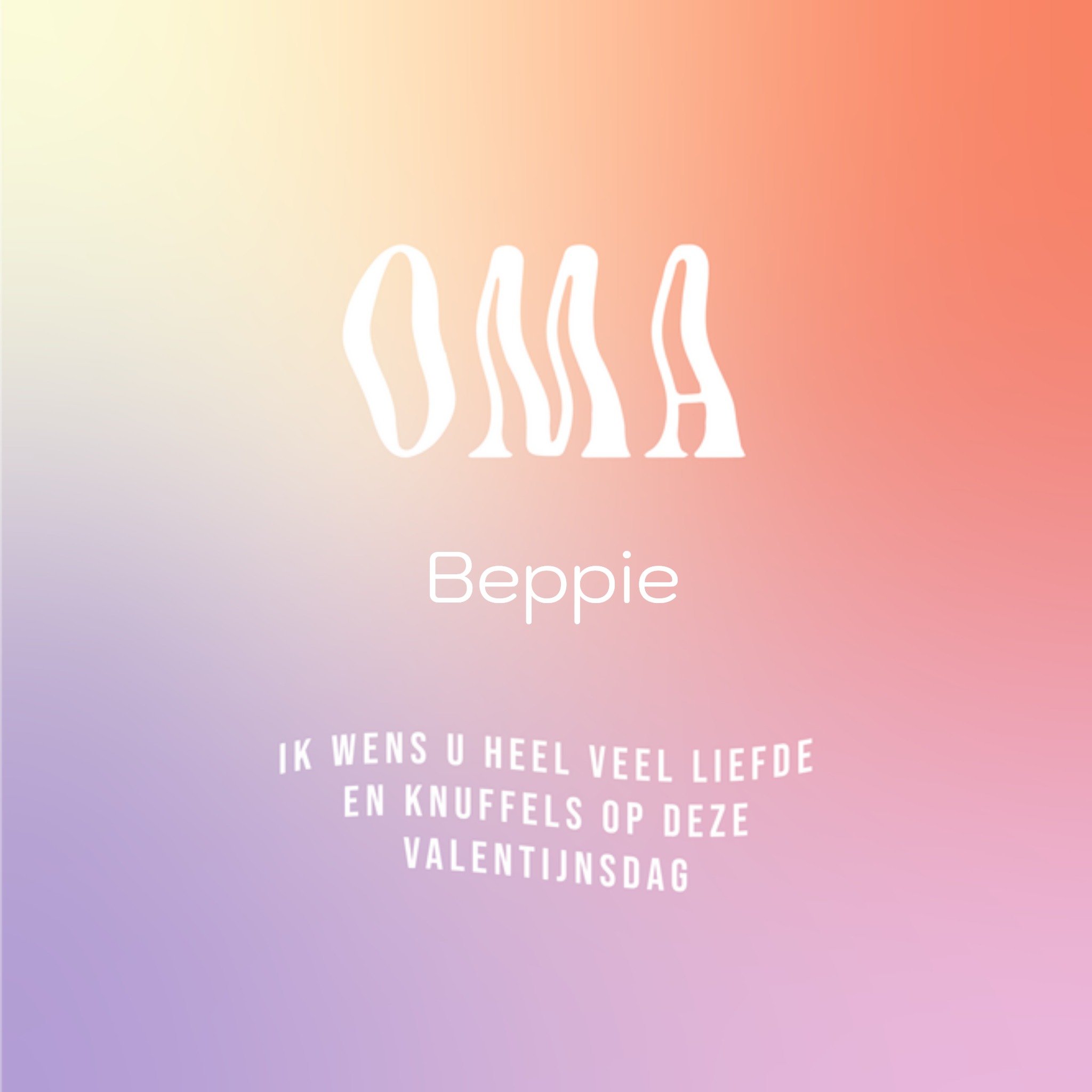 Greetz Valentijnskaart Golvende typografie Oma Vierkant