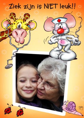 Doodles | Beterschapskaart | Ziek zijn is niet leuk + foto
