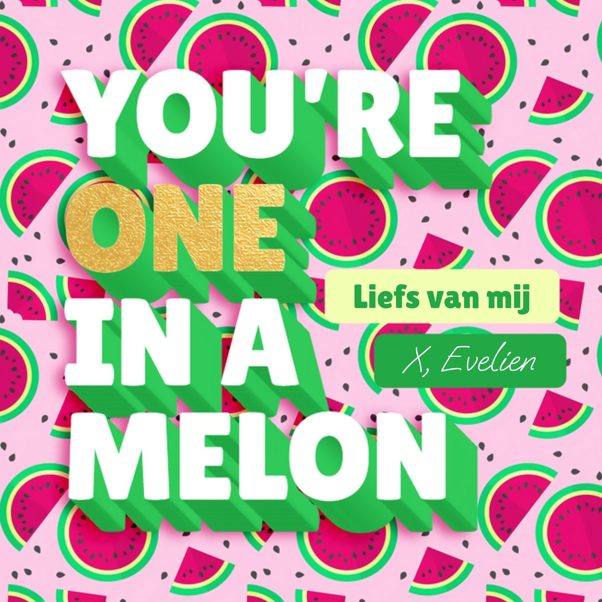 Zomaar kaart One in a melon Vierkante Kaart Love Repeat