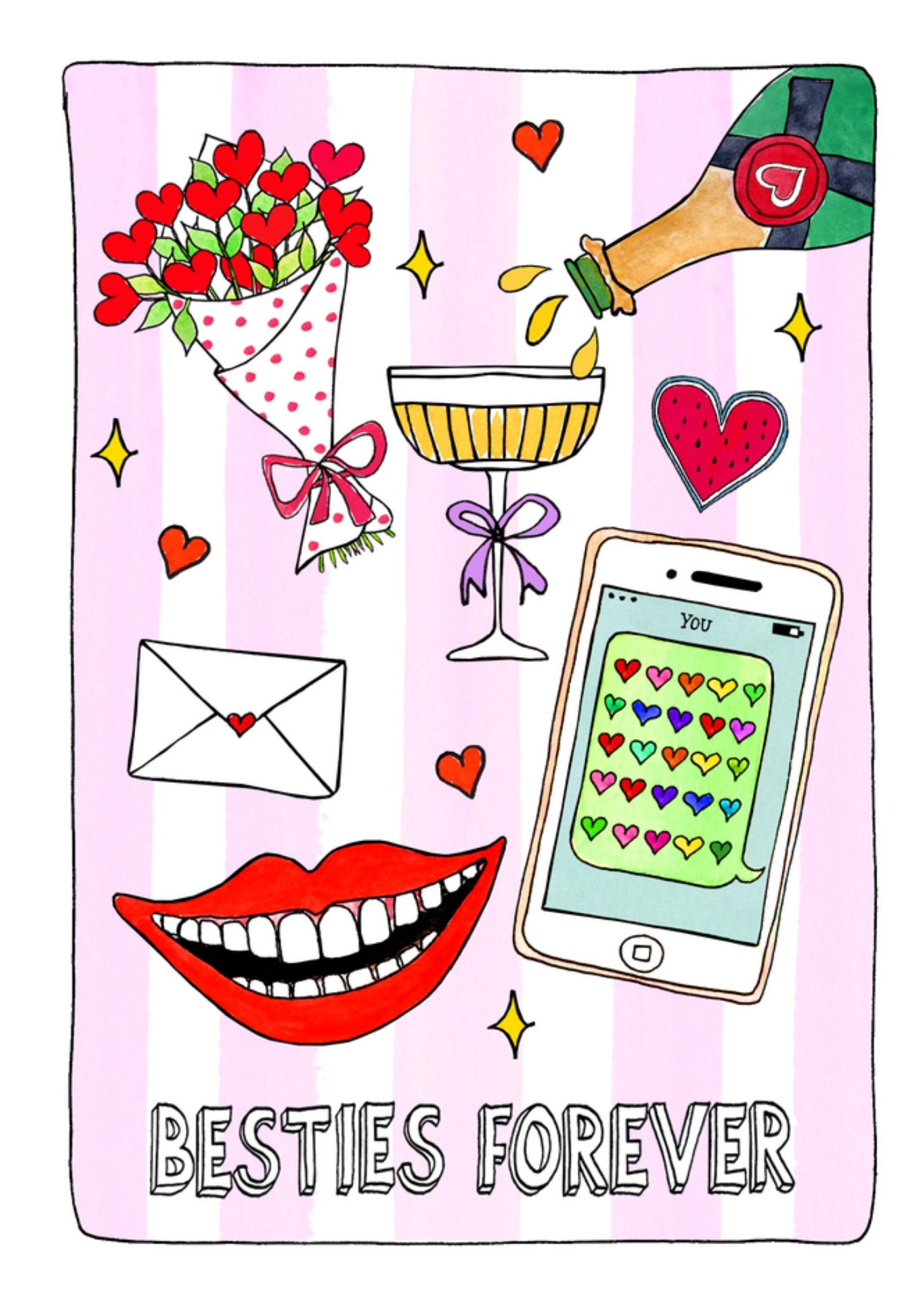 Sandysign Valentijnskaart Besties forever Kaart Greetz