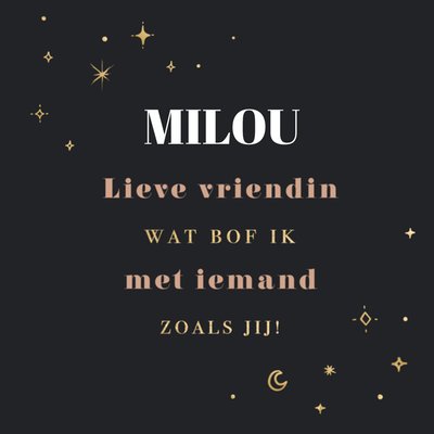 Wat Bof Ik Met Iemand Zoals Jij Sterren Typografie Vriendin Kaart
