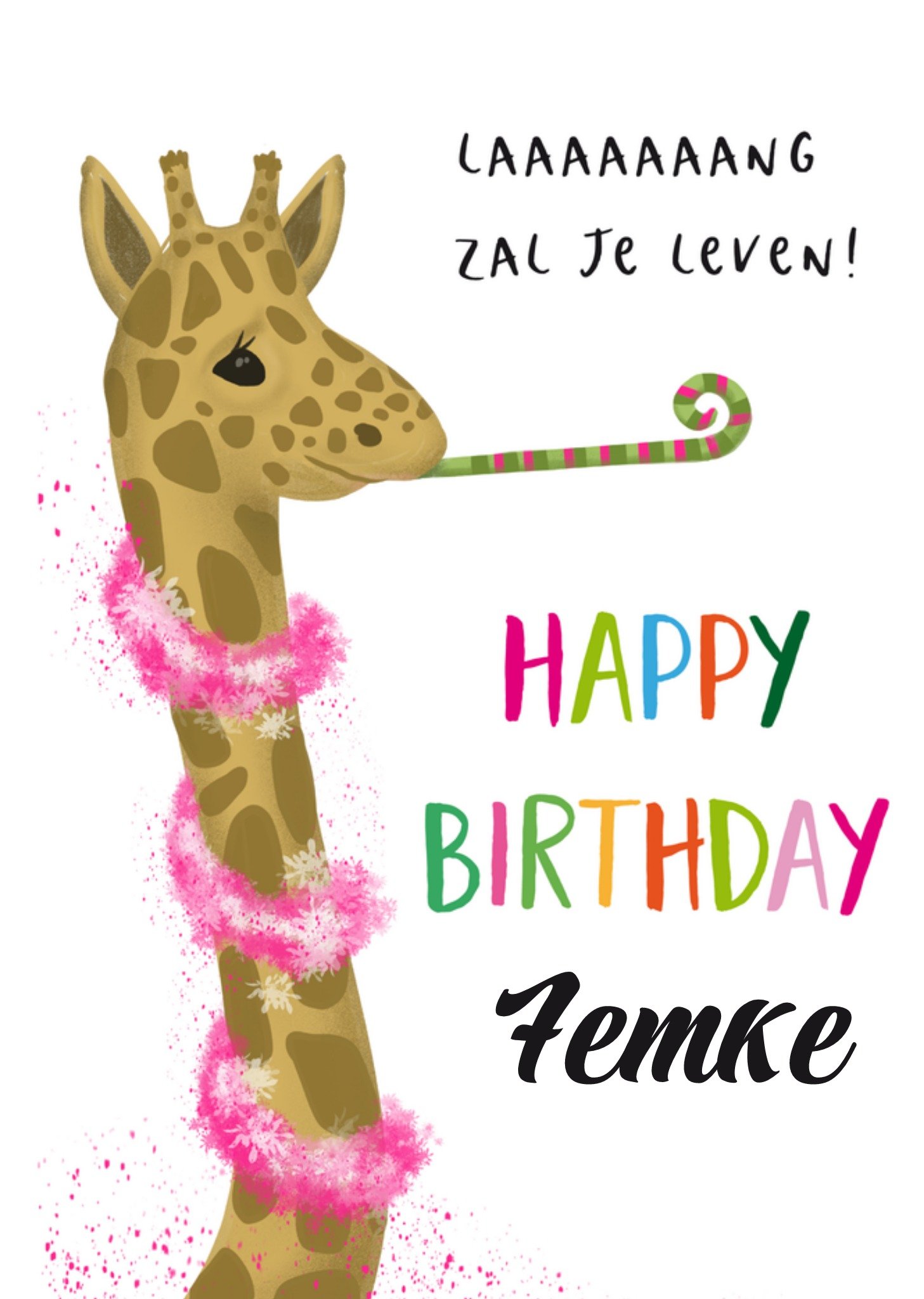 Verjaardag Giraf Meisje Kaart Tsjip