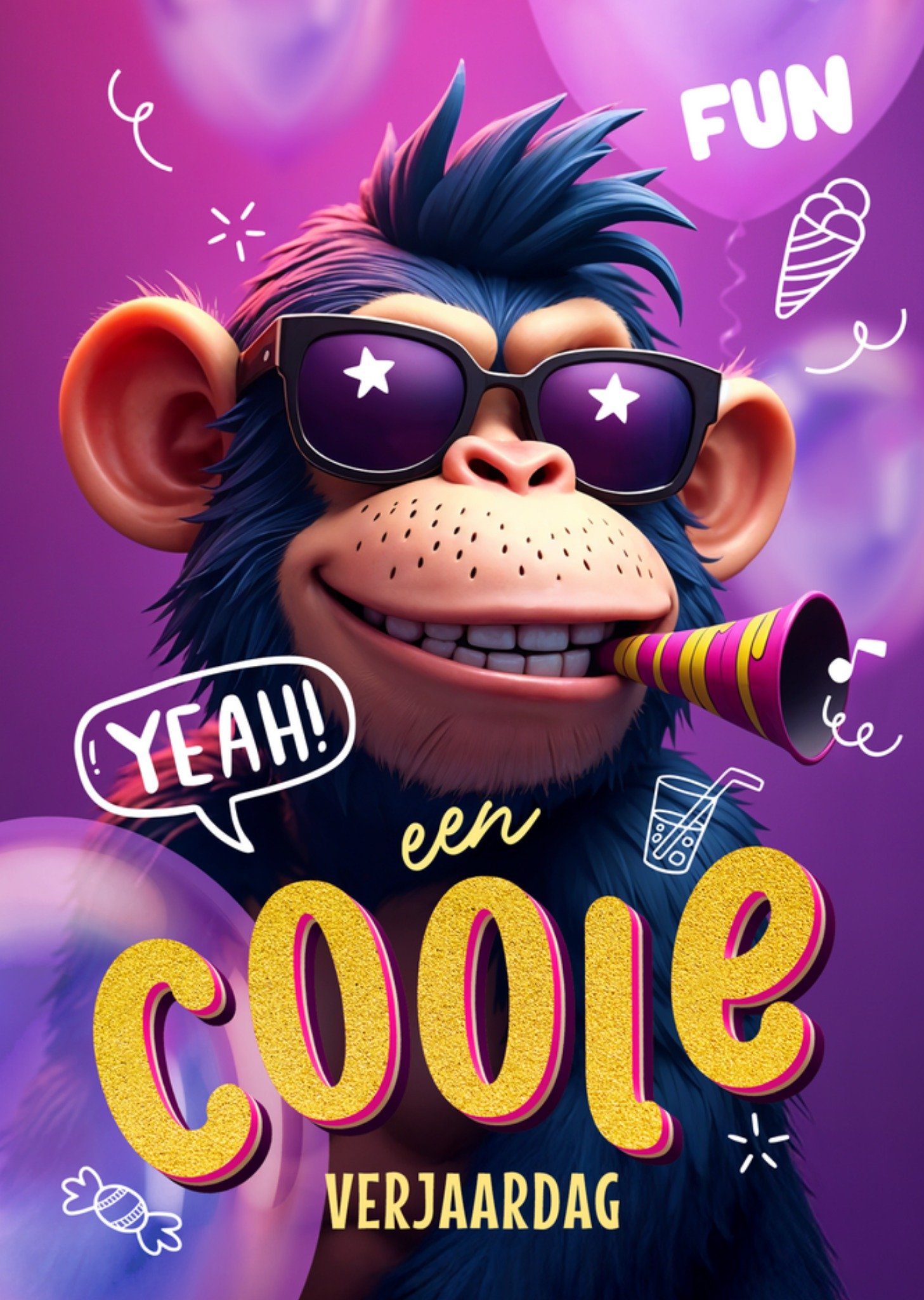 Verjaardagskaart Stoere Aap Jongen Kaart Luckz