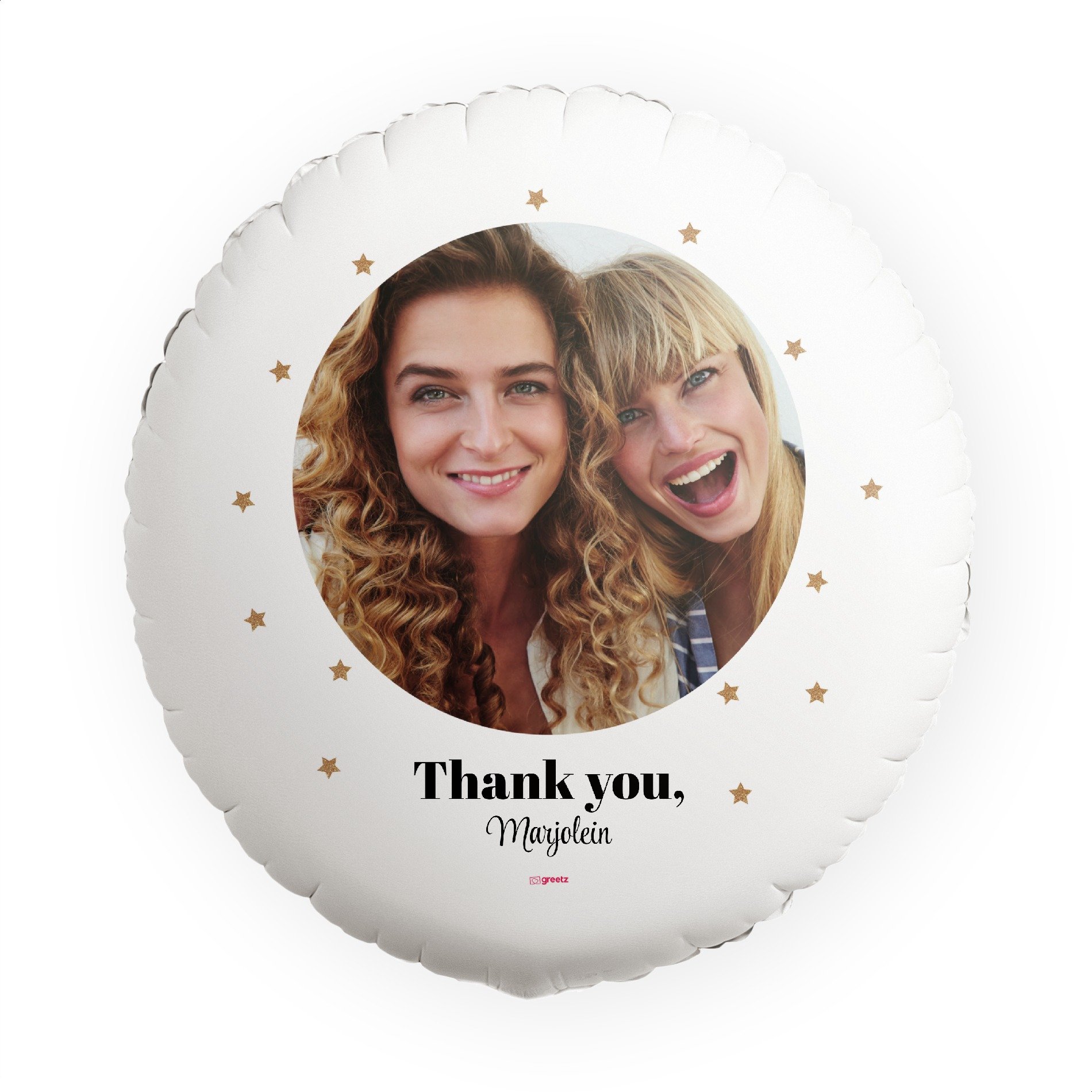 Ballon Thankyou! met eigen foto en naam Greetz