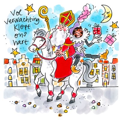 Blond Amsterdam | Sinterklaaskaart | Vol verwachting klopt ons hart