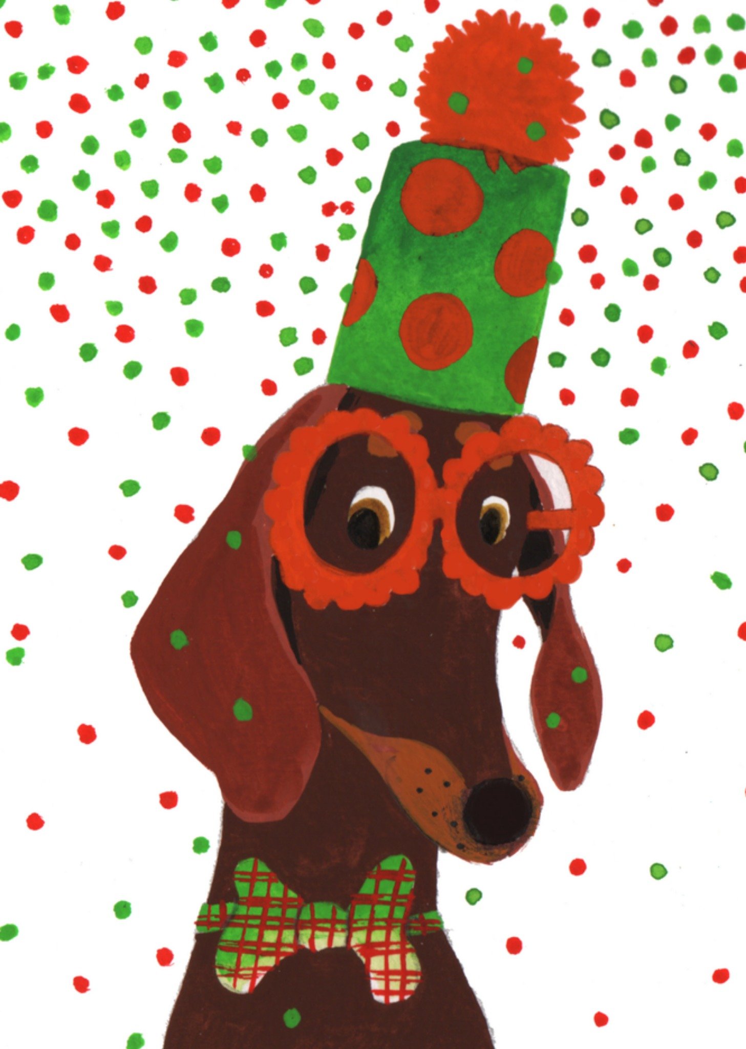 Verjaardagskaart Oranje bril Teckel Kaart Noëlle Smit