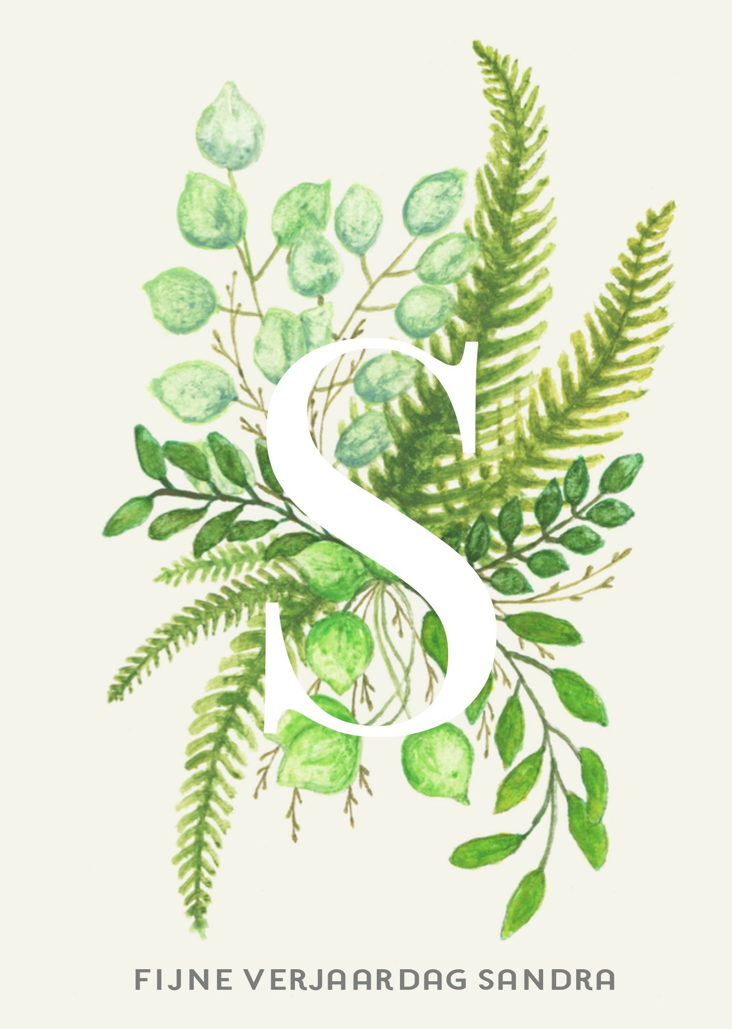 Verjaardagskaart botanisch met naam Greetz