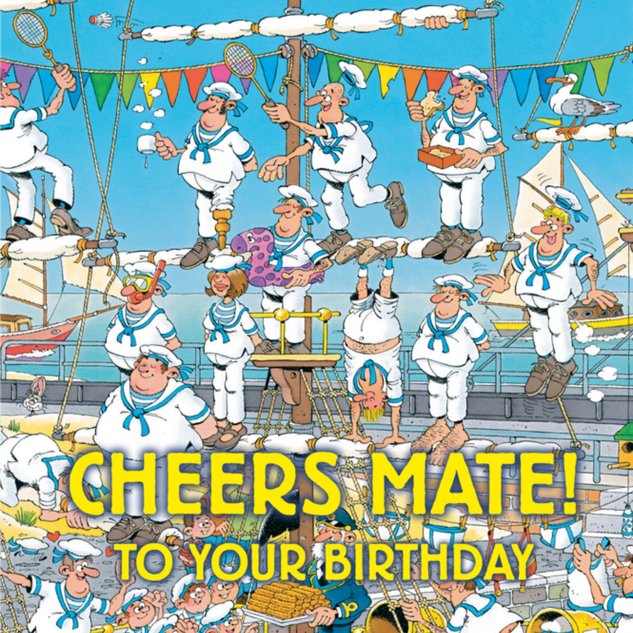 Verjaardagskaart Cheers mate! Vierkante Kaart Jan van Haasteren