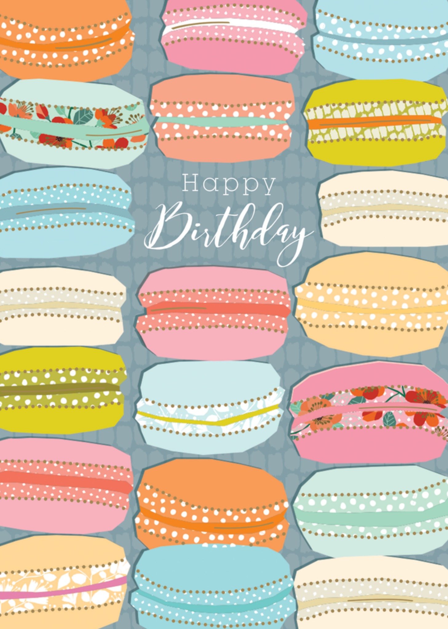 Verjaardagskaart Happy Birthday Patterned Macarons Kaart TMS