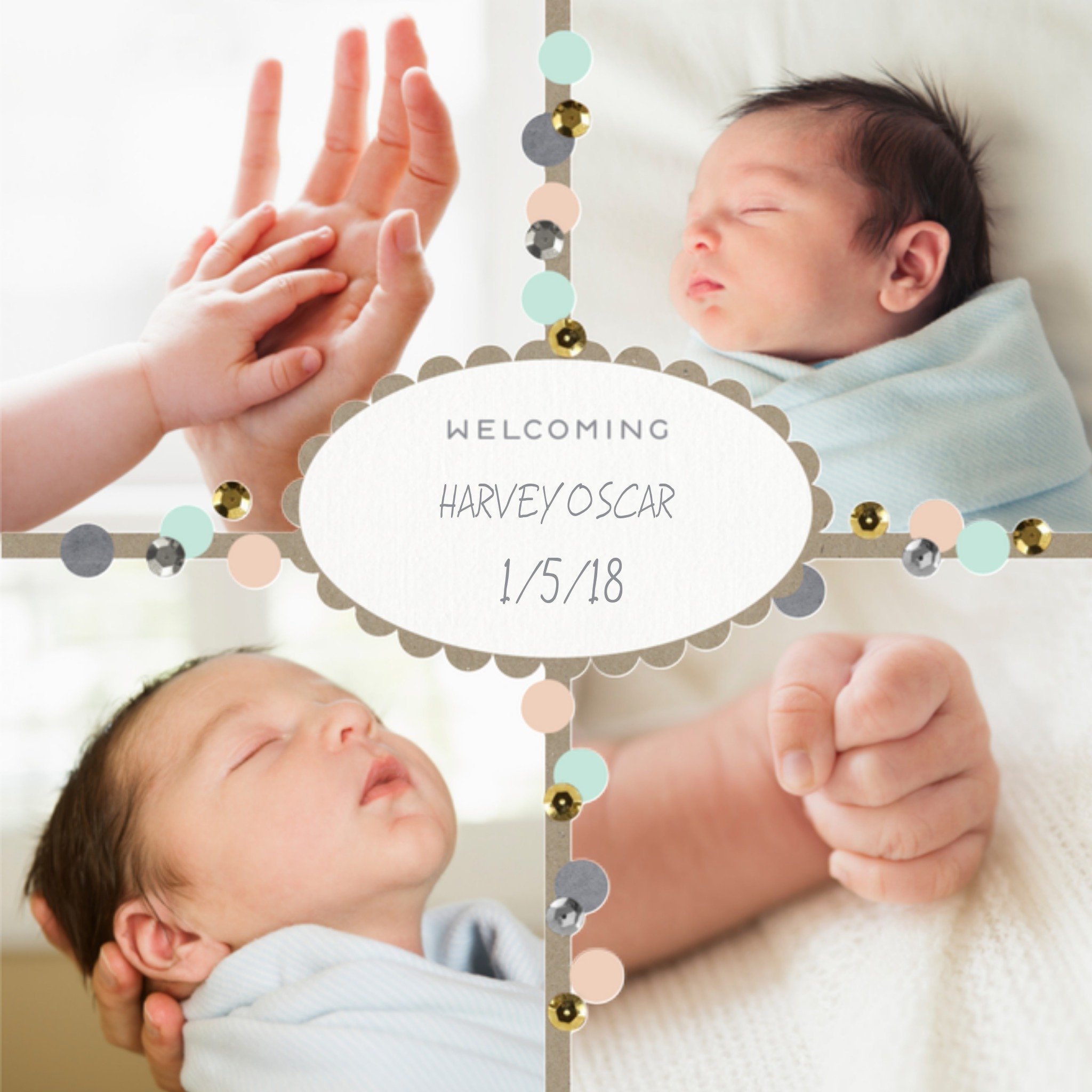 Greetz Geboortekaart Jongen Collage Vierkant