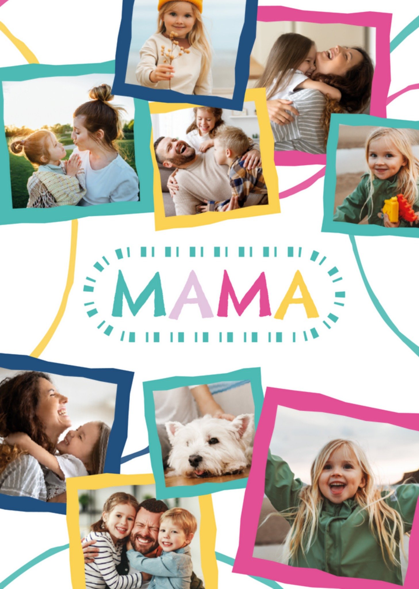 Moederdagkaart - Mama - Kleurrijke kadercollage - Fotokaart