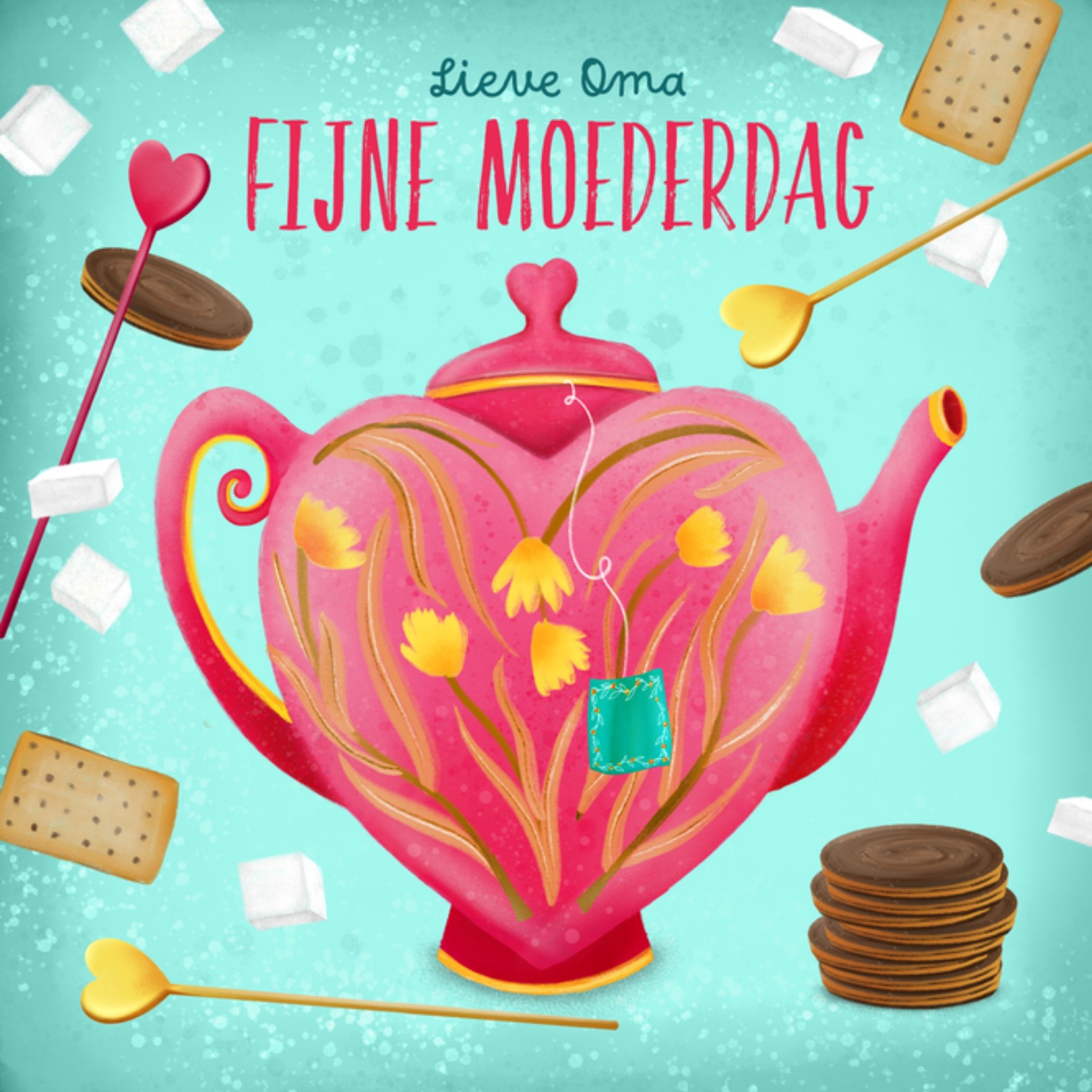 Patricia Hooning Moederdagkaart Lieve Oma Vierkante Kaart Fishuals