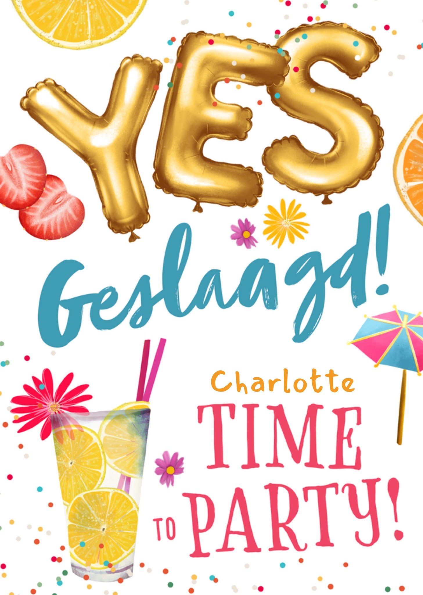Fishuals Geslaagdkaart Time to party Greetz