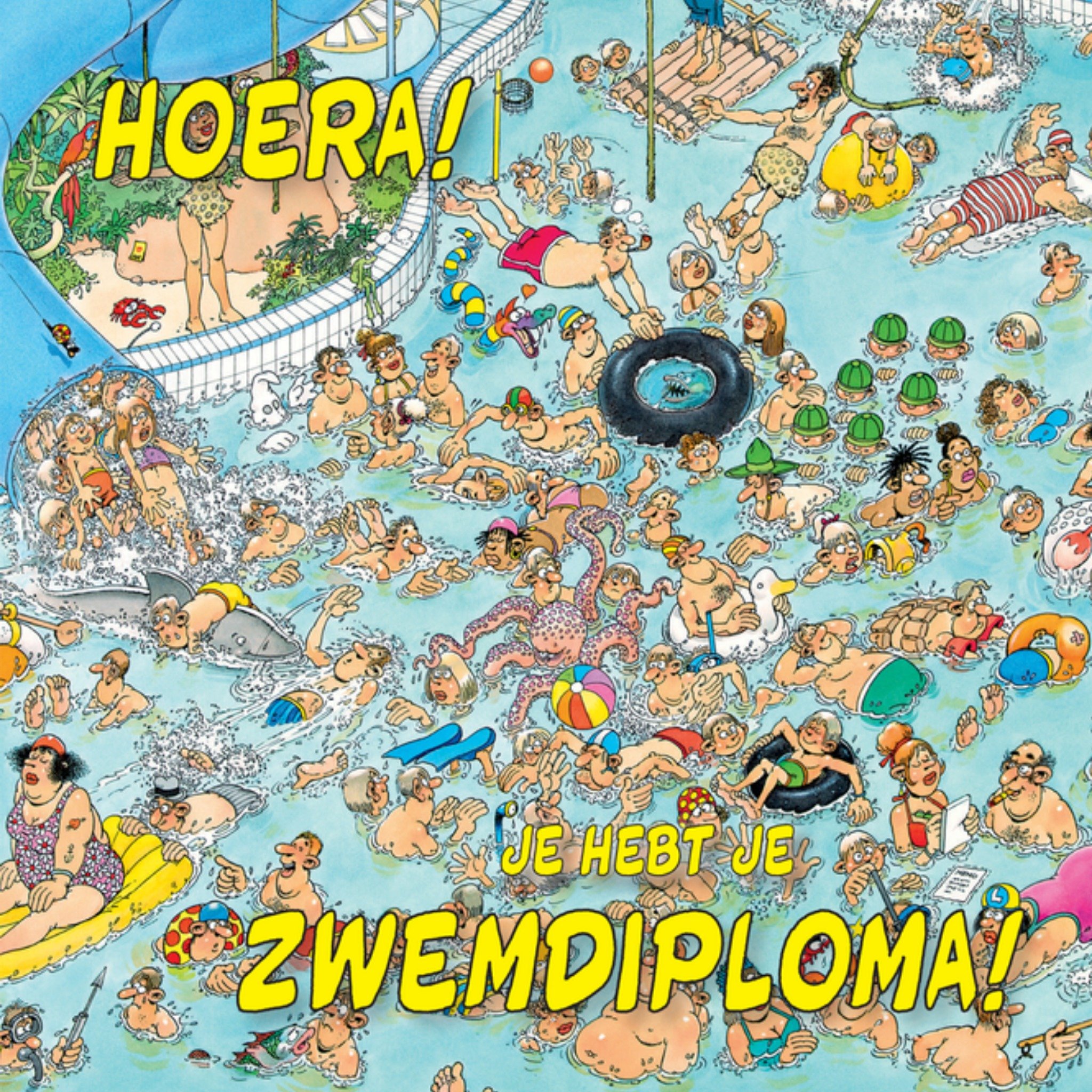 Zwemdiploma illustratie Vierkante Kaart Jan van Haasteren