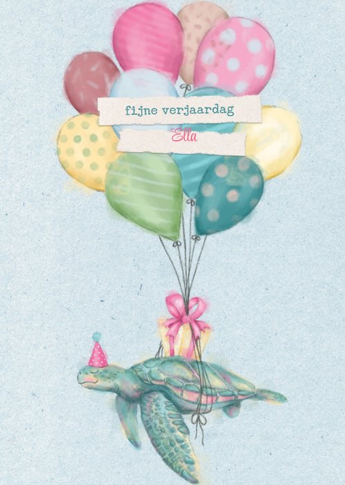 Greetz | Verjaardagskaart | schildpad met ballon