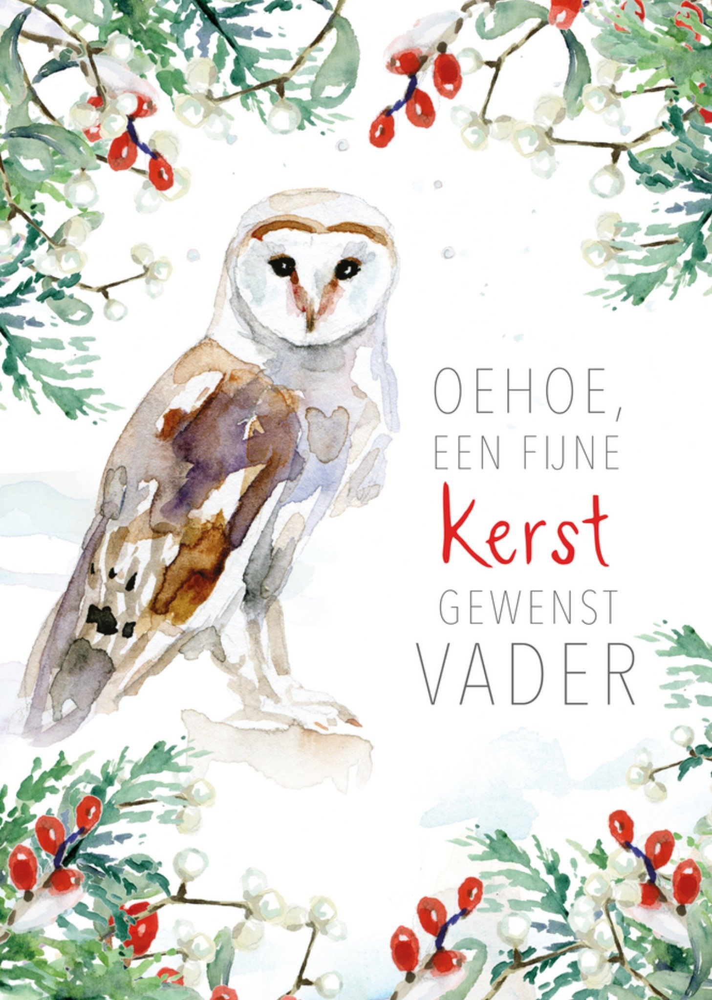 Michelle Dujardin Kerstkaart Vogel Oehoe een fijne kerst gewenst vader Standard Card