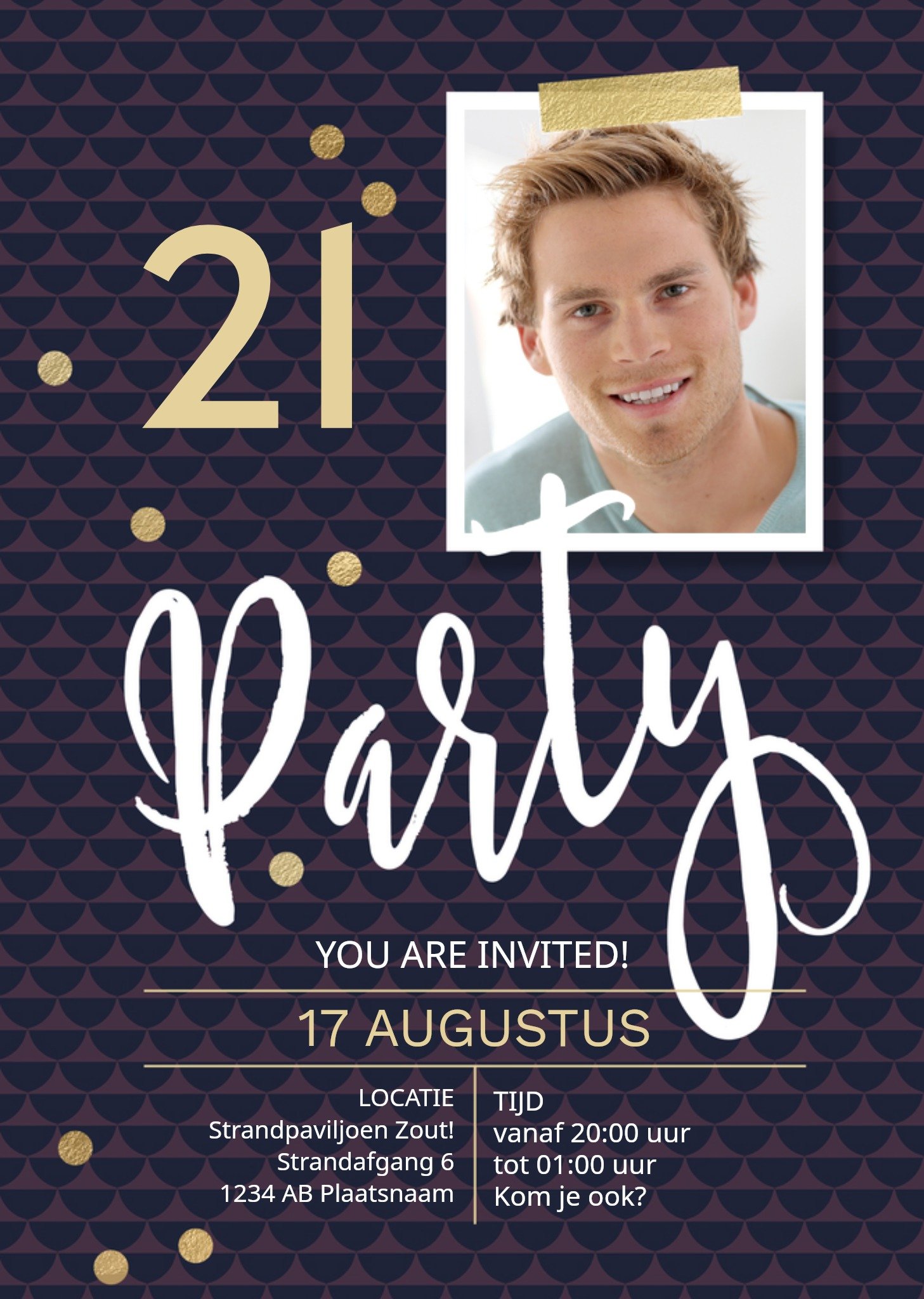 Uitnodiging verjaardag 21 jaar Kaart Luckz