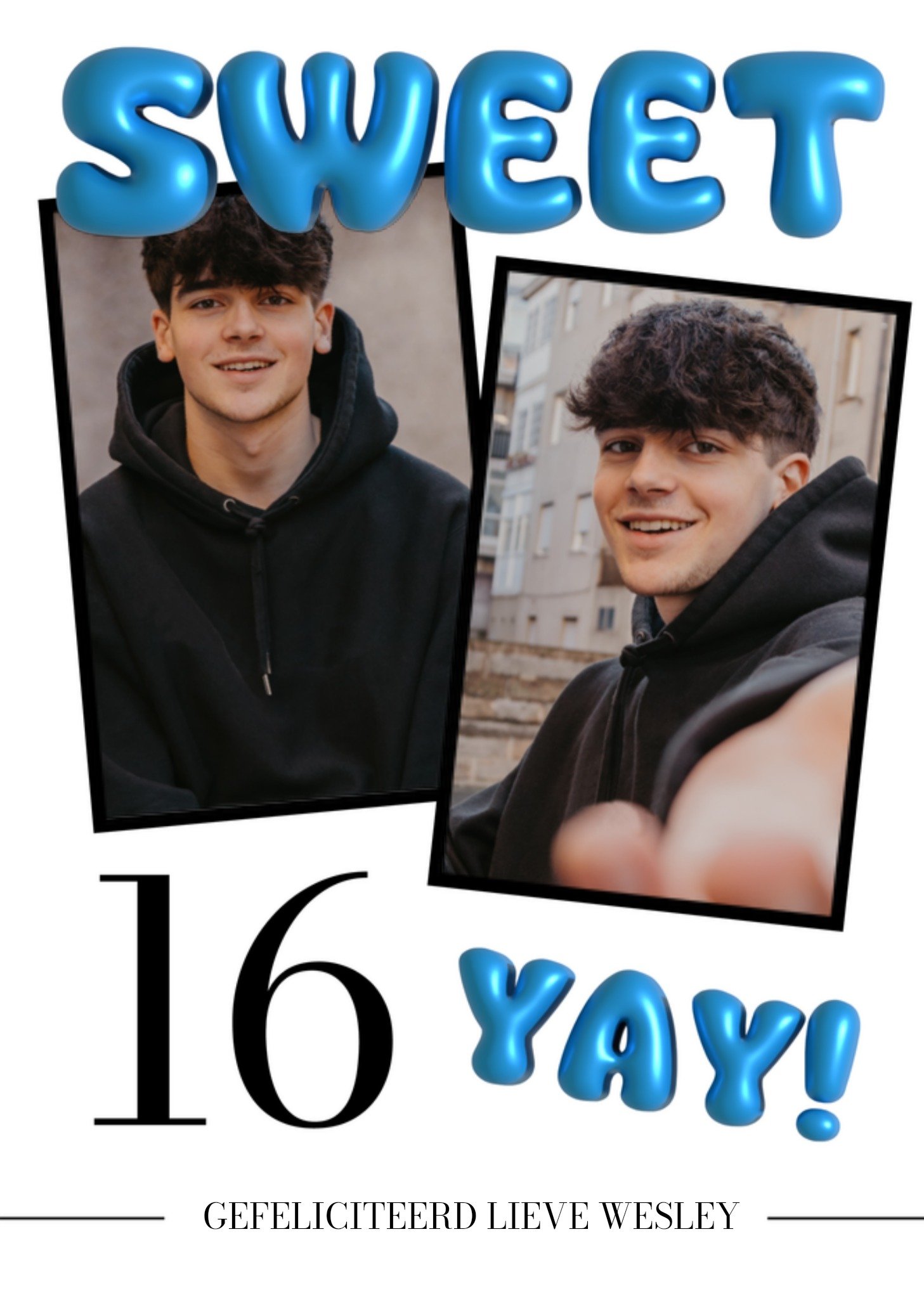 Verjaardagskaart 3D typografie Sweet 16 Kaart Greetz